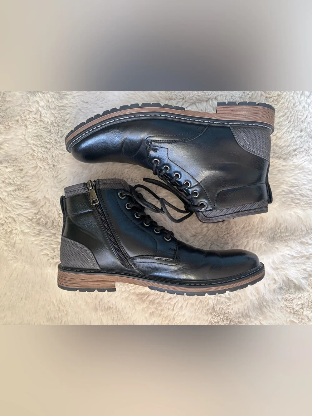 Madden Taskorn Combat Boot in Black Leather Size:  8.5